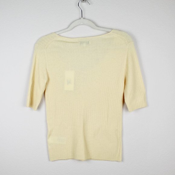 NWT Vince Rib Scoop Neck Cashmere Henley Top - Picture 4 of 9
